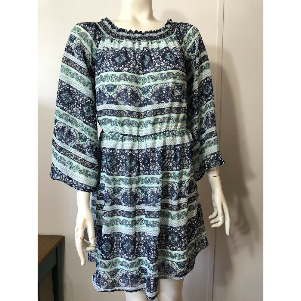 Alya Dress Bell Sleeves Elastic Neck Lined
